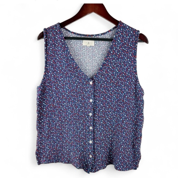 Lou & Grey Tops - Loft Lou & Grey Women’s Patriotic Stars 4th of July Tank Top Button Down Small